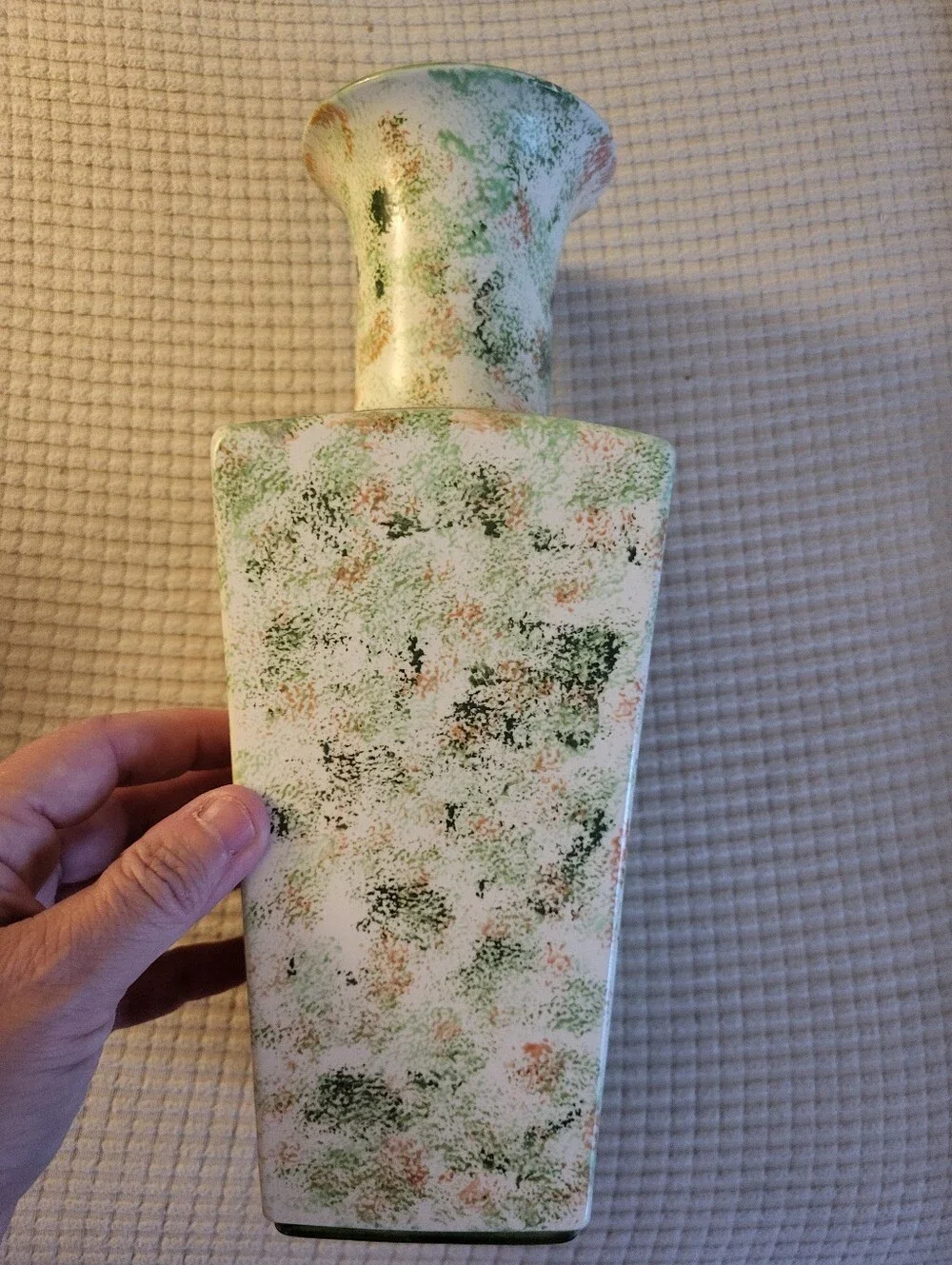 Oriental looking Hobbyist Vase Green/brown w/birds and branches